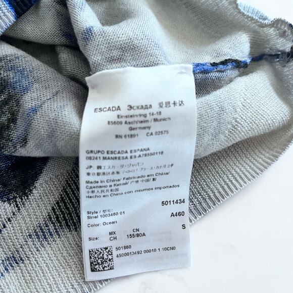 Escada Sport Ocean Abstract Floral Wool Sleeveless Scoop Neck Sweater Size S - Picture 7 of 8